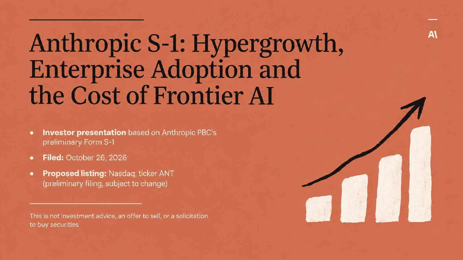 Cover slide of the Anthropic S-1 investor presentation created with Tosea from the preliminary filing