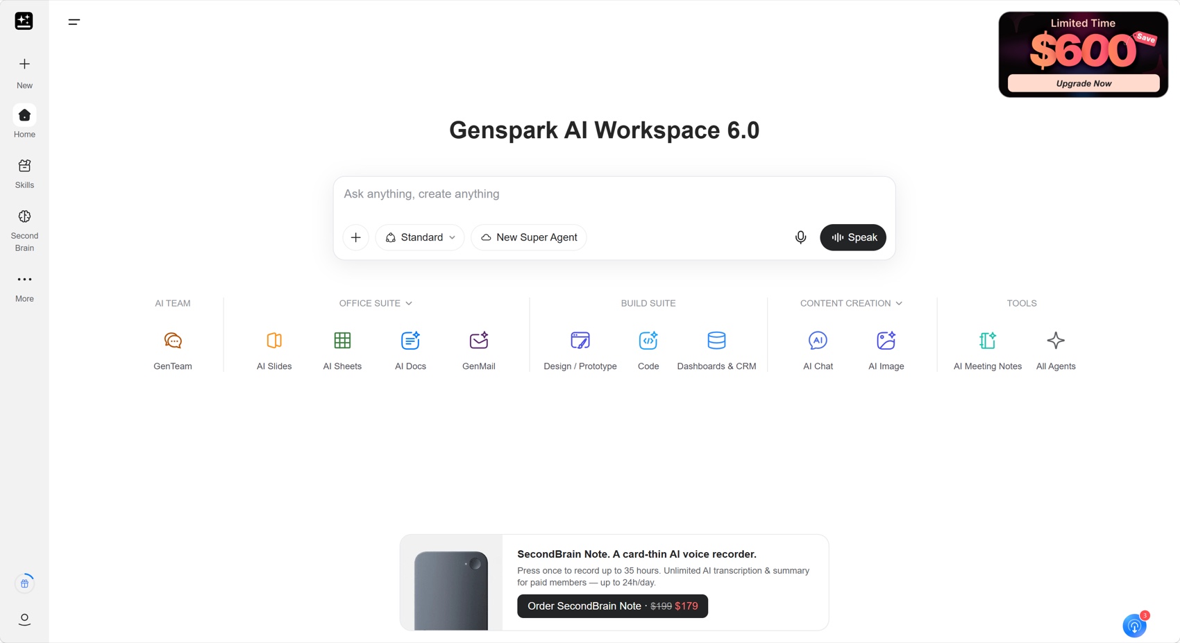 Genspark AI Workspace homepage
