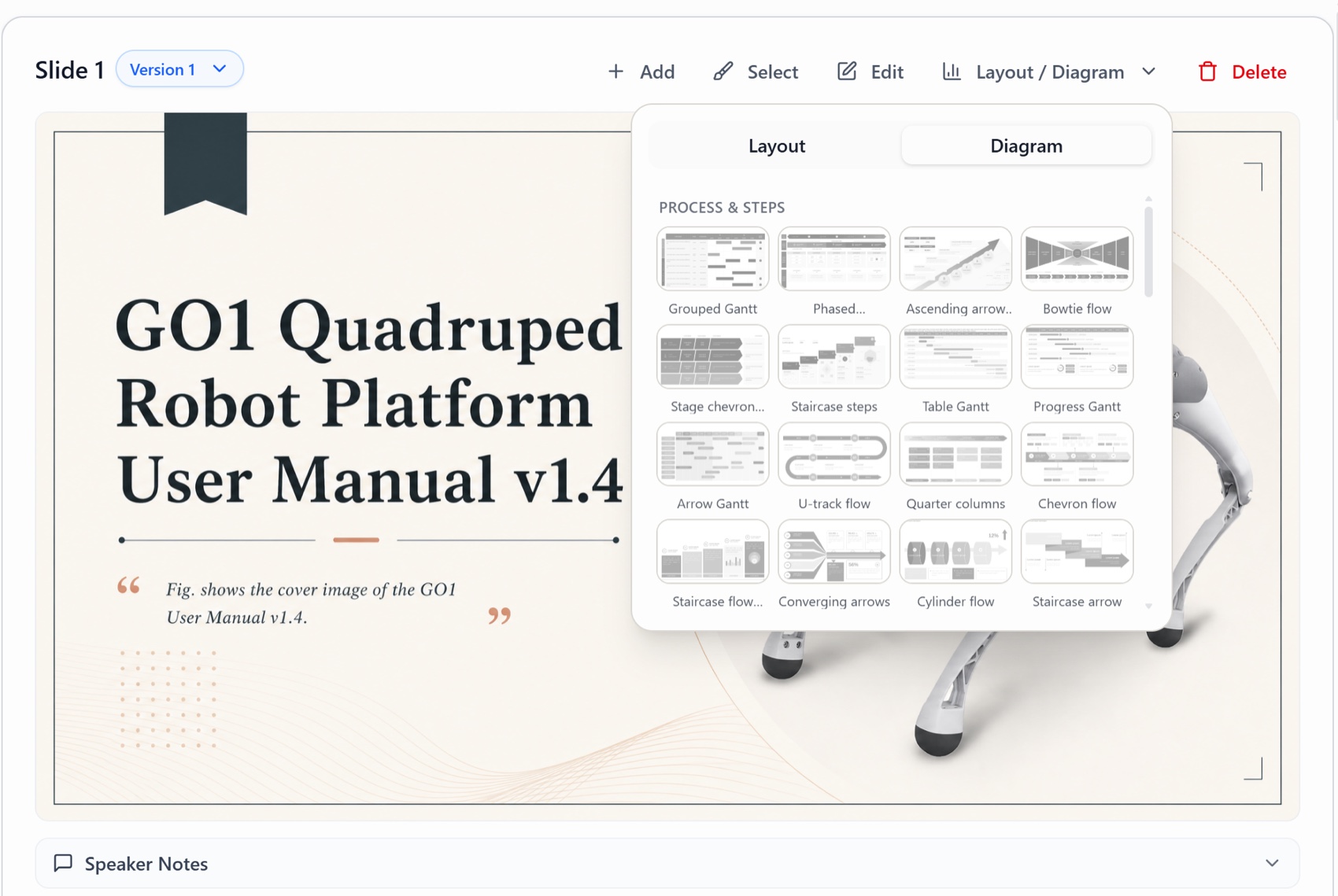 Tosea AI layout and diagram controls