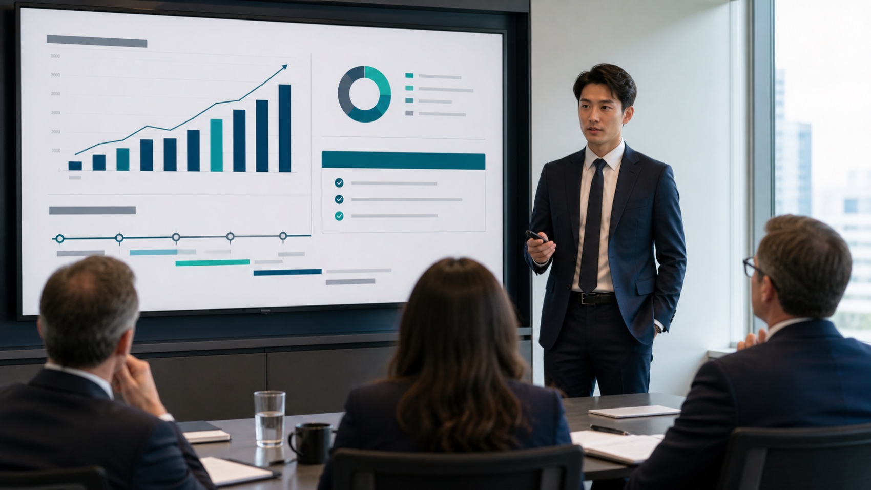 Consulting and finance professional presenting an internship conversion review