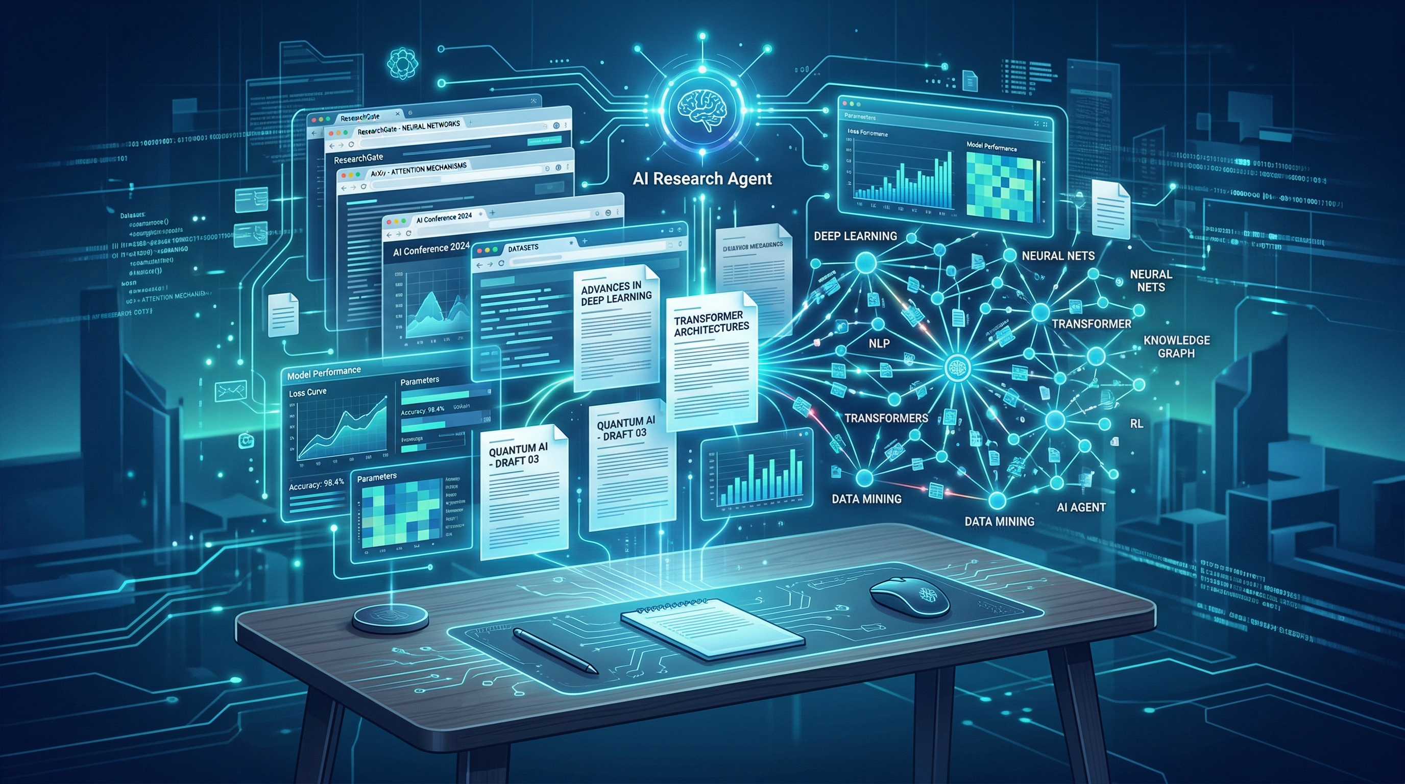 AI research agent orchestrating multiple data sources and knowledge graphs