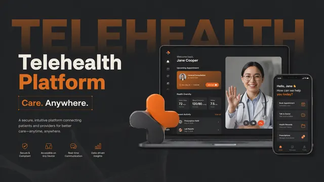 Dark Mode Telehealth Platform Pitch Deck Template