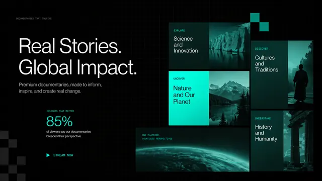 Cinematic Dark Mode Tech & Streaming Pitch Deck