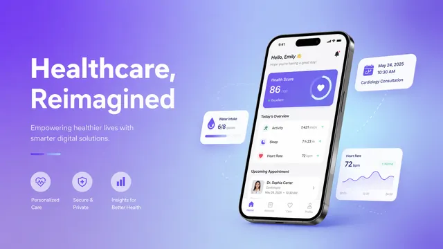 Modern Lavender Healthcare App Pitch Deck Template