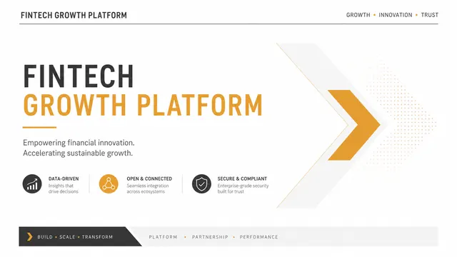Fintech Growth Platform Pitch Deck with Amber Accents