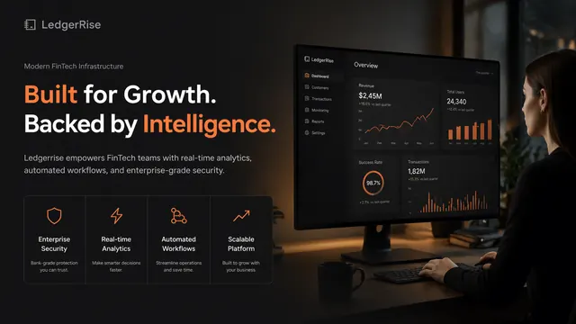 Dark FinTech Pitch Deck with Copper Accents