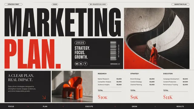 Red & Charcoal Editorial Marketing Strategy Deck