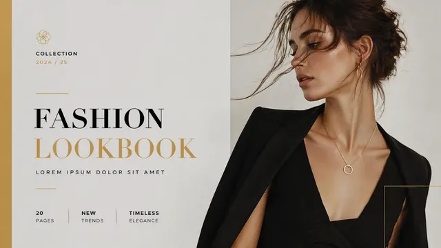 Editorial Gold and Charcoal Fashion Lookbook Template