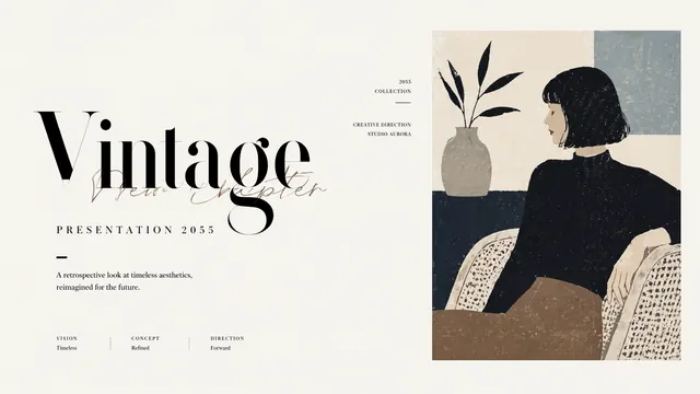 Vintage Editorial Presentation with Textured Illustrations