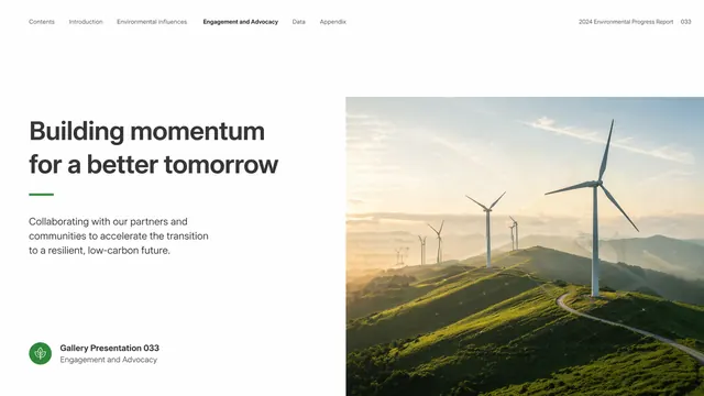Wind Farm Progress & ESG Environmental Report Template