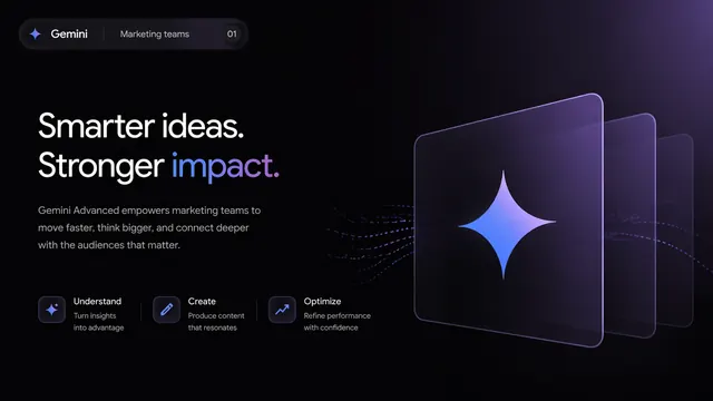 AI Marketing Pitch Deck with Dark Glassmorphism