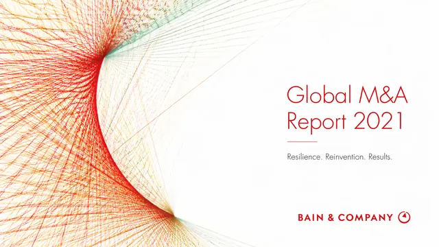 Bain M&A Report Style Template with Red Data Charts
