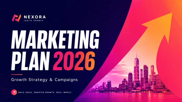 Neon Gradient Marketing Strategy with Data Visualization