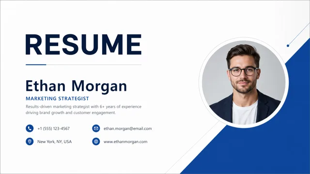 Navy Blue Geometric Professional Resume Presentation