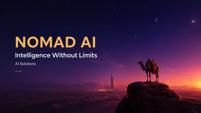Cinematic AI Technology Pitch Deck in Navy and Sand
